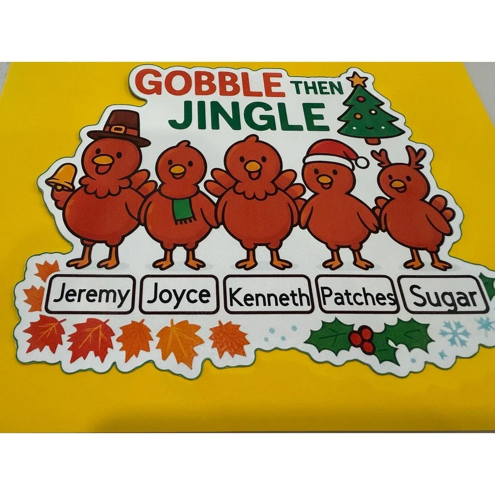 Gobble Then Jingle Thanksgiving Christmas Magnet Fall to Holiday‎ Car or Door